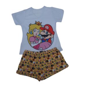 Pijama Adulto - Mario e Princesa Peach